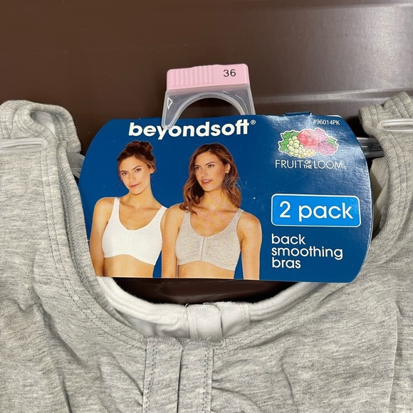 2 pack Front close back smoothing sports bras size 36 white and gray - Picture 3 of 4